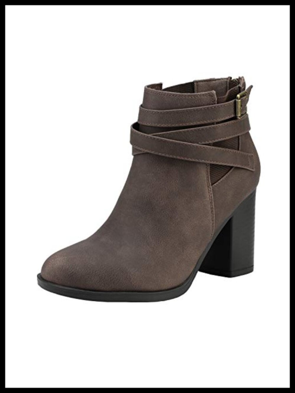 Faux Suede Chunky Heel Ankle Booties